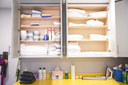 Extra sheets, towels and cleaning supplies are available in our laundry room.